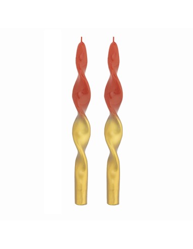 SC. 2 CANDELE TWIST BICOLORE ROSSOOROCM.26.5