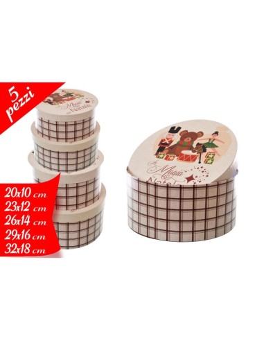 SCATOLA  TONDA  5 PZ LA MAGIA DEL NATALE20X10 23X12 26X14 29X16 32X18