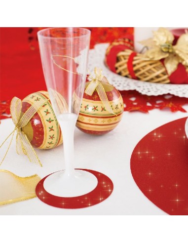 CF.6 SOTTOBICCHIERE GLITTER ROSSO CM 8,5