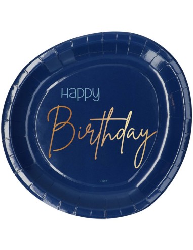 PLATES HAPPY BIRTHDAY ELEGANT TRUE BLEU