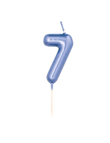 CANDELINA SU STECCO METAL.BLU 7 CM.7