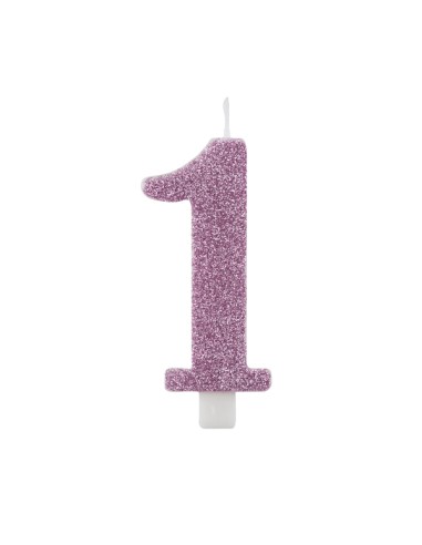 CANDELINA GLITTER N.1 CM.9,5 MALVA