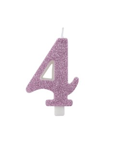 CANDELINA GLITTER N.4 CM.9,5 MALVA