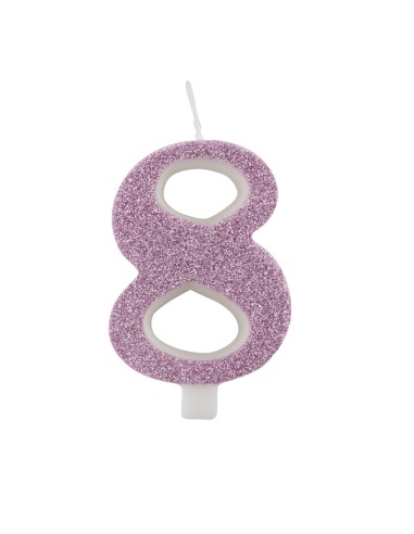 CANDELINA GLITTER N.8 CM.9,5 MALVA