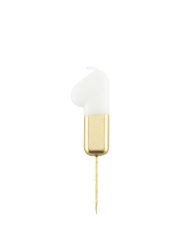 CANDELINA METAL N.1 CM.10,5 BIANCO-ORO