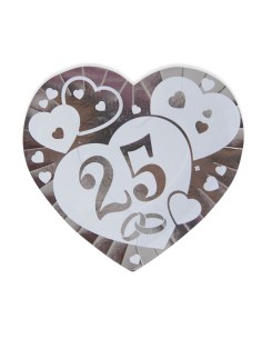 6 PIATTI CUORE NOZZE D'ARGENTO