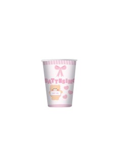 BICCHIERI CC80 BATTESIMO TEDDY ROSA