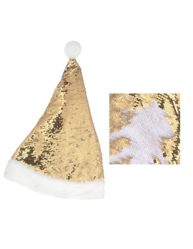 CHRISTMAS HAT SEQUIN WHITEGOLD 47 CM