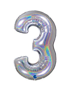 NUMERO 3 HOLO GLITTER SILVER CM 102