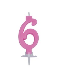 NUMERO CERA ROSA ITALIC NUM 6