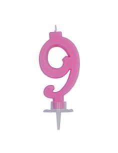 NUMERO CERA ROSA ITALIC NUM 9