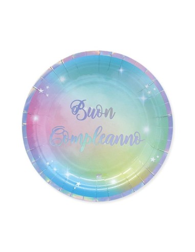 8 PIATTI CM 24 BUON COMPLEANNO SOFT RAIN