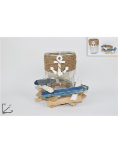 PORTACANDELA VETRO FANTASIA MARINA CM.16