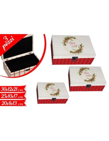 SCATOLA IN LEGNO SET 3  30X12X21  25X10X17 20X8X13