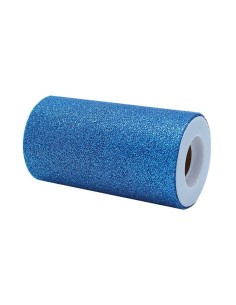 ROTOLO TULLE CM 12,5X 25 MT BLU GLITTER