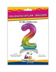 MYLAR NUMERO 2 STANDING RAINBOW MEGA 30"
